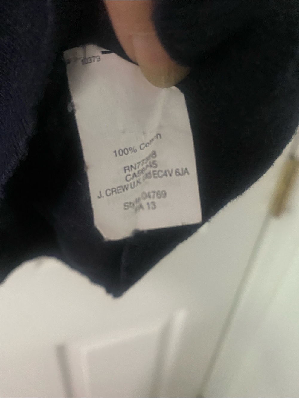 J. Crew Navy Sweater with Red Anchor Graphic 100 cot S PTP abt 18.5  3/4 sleeves - Picture 4 of 7
